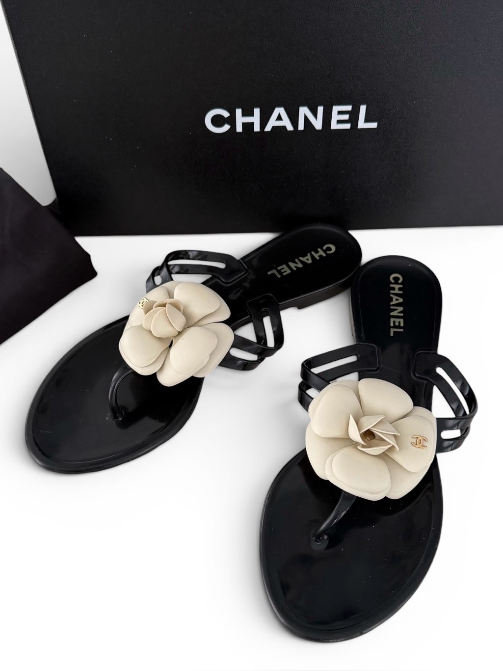 Chanel Jelly Camellia Thong Sandals / Size Eu 38/ Full Set